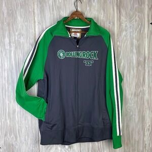 Rolling Rock Track Jacket Green Gray Full Zip XXL Mens Casual Athletic J America
